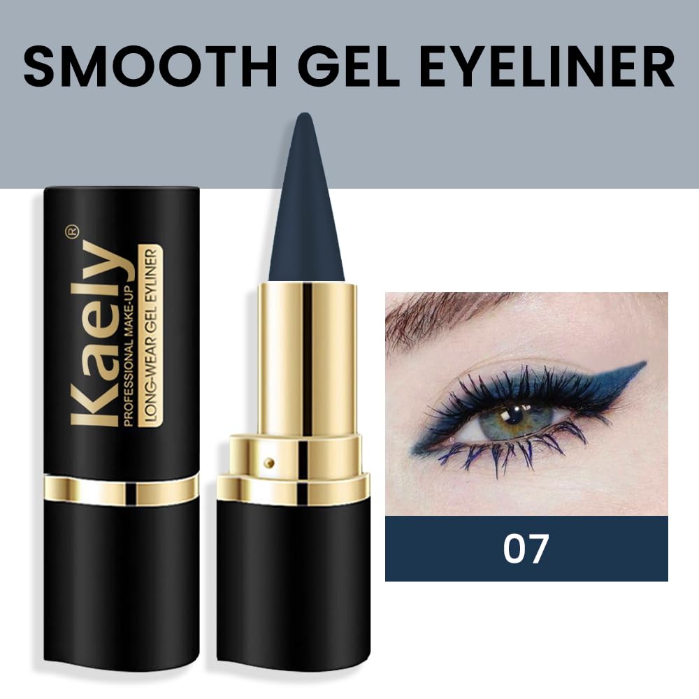 evpct 1Pcs Dark Blue Gel Eyeliner Pencil Eye Black Face Paint Stick Makeup Set Waterproof Matte Cream Crayon Eyeliner Pencil Set Cat Eye Liners Eyeshadow Guide delineador de ojos contra el agua