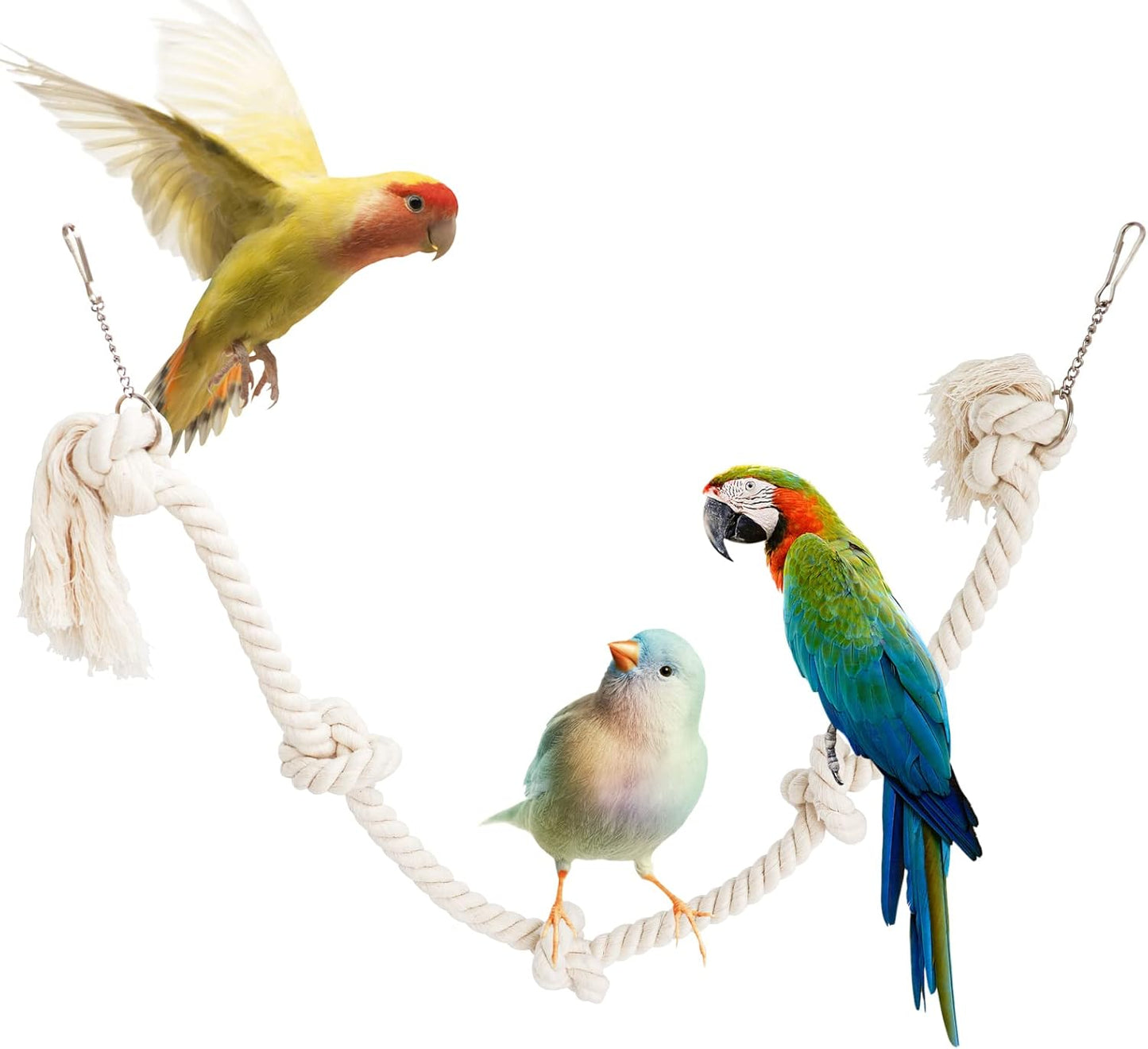 78.7 Inches Cotton Climbing Rope Toy, Lengthen and Bold Bird Ladder Bridge, Swing Toys, Pet Cage Accessories for Parakeets, Cockatiels, Macaw, African Grey Parrot