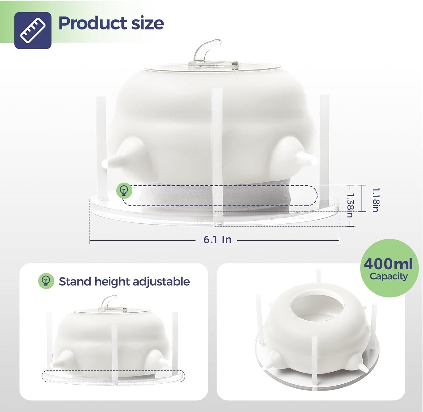 Kitten Bottle Feeding Kit, Puppy Feeders for Multiple Puppies with Support Base,Smooth Flow Nursing Nipple for Puppies,Ideal Replacement for Puppy Feeder,400ml Capacity(White)