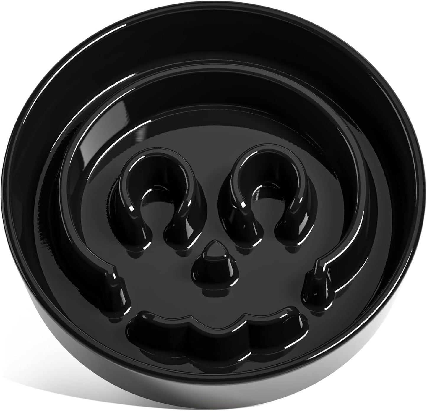 LE TAUCI Dog Bowls Slow Feeder Ceramic, 1.5 Cups Slow Feeding Dog Bowl Small Medium Breed, Puppy Bowl for Fast Eaters,Skull Black