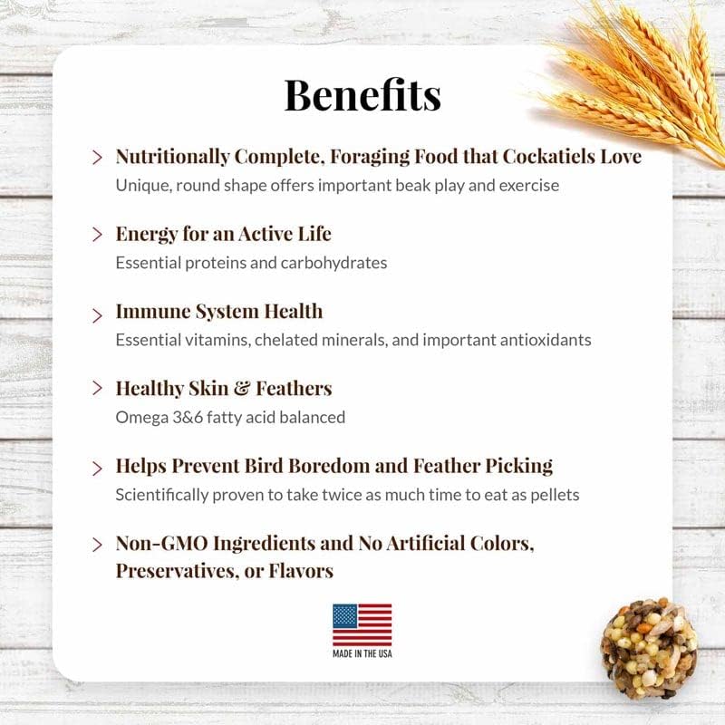 LAFEBER'S Classic Nutri-Berries Pet Bird Food, Made with Non-GMO and Human-Grade Ingredients, for Cockatiels (10 oz Pack of 2)