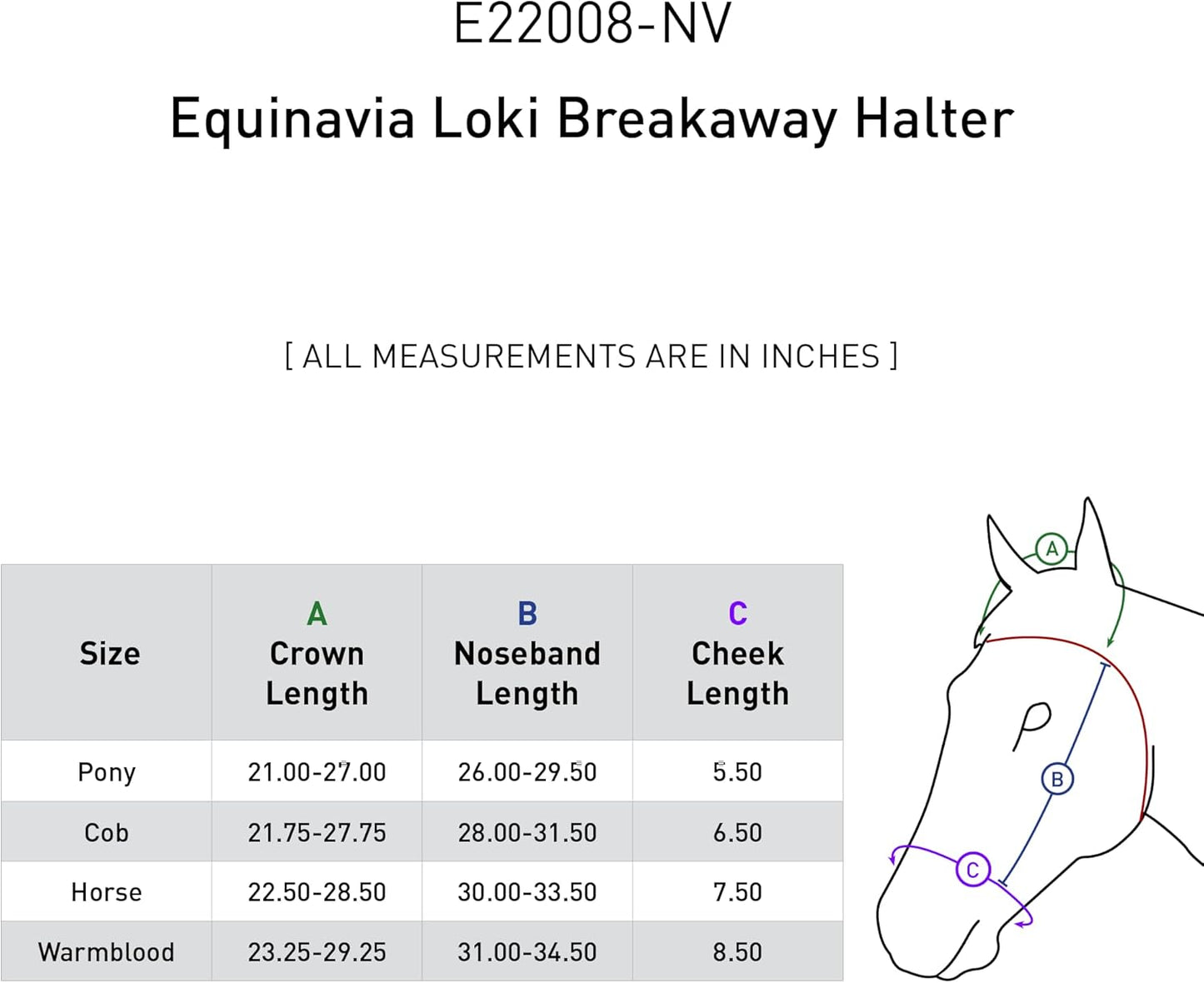 Equinavia Loki Adjustable Breakaway Horse Halter - Navy - Pony