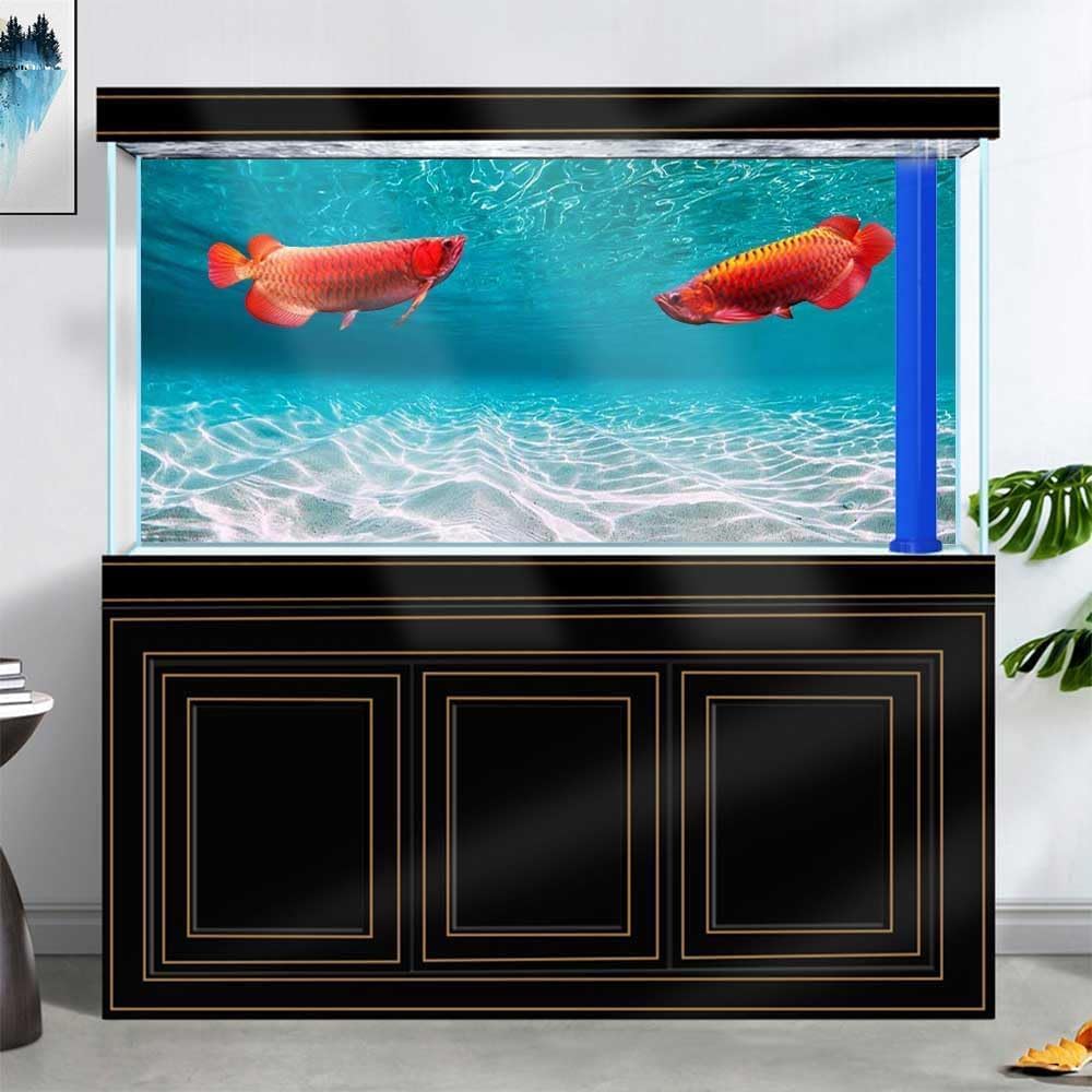 72X18IN Natural Undersea Aquarium Background, Undersea Beach Fish Tank Background, with 8 EVA Double-Sided Tape