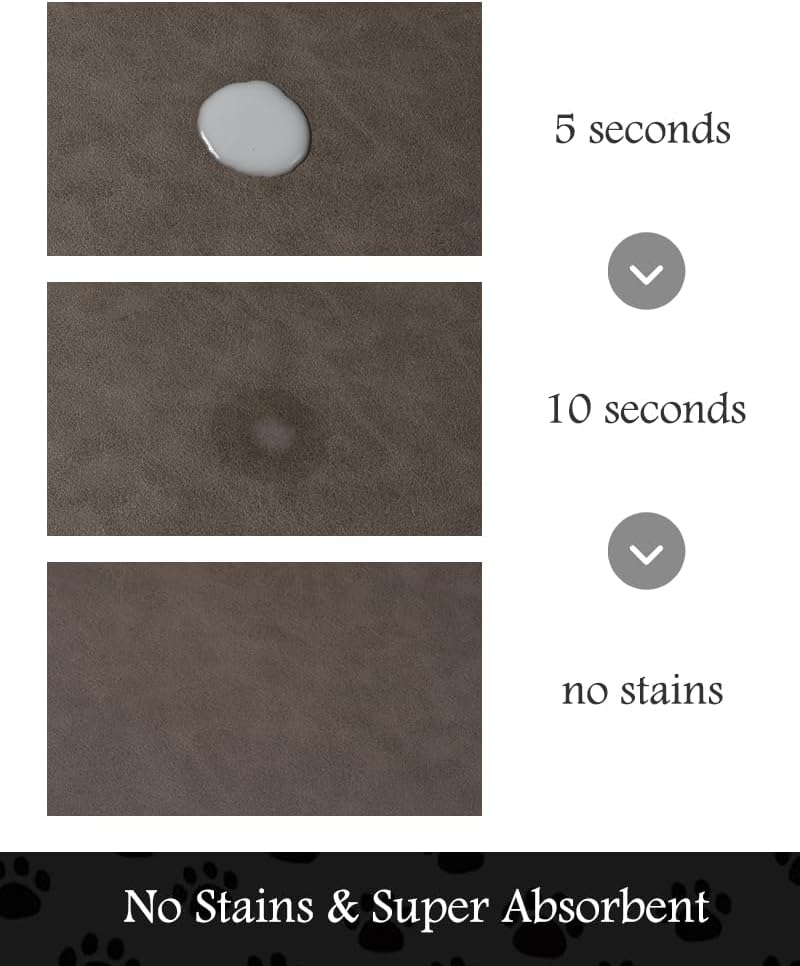 Pet Feeding Mat-Absorbent Dog Mat for Food and Water Bowl-No Stains Quick Dry Water Dispenser Mat-Dog Accessories Pet Supplies-Bowl for Messy Drinkers（Brown,17"x34"