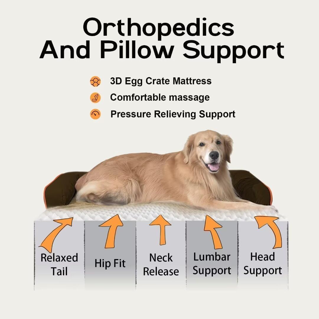 Small Dog Bed Waterproof Orthopedic Dog Beds for Medium Sized Dogs Comfy Pet Cat Bed with Sides, Washable Removable Cover