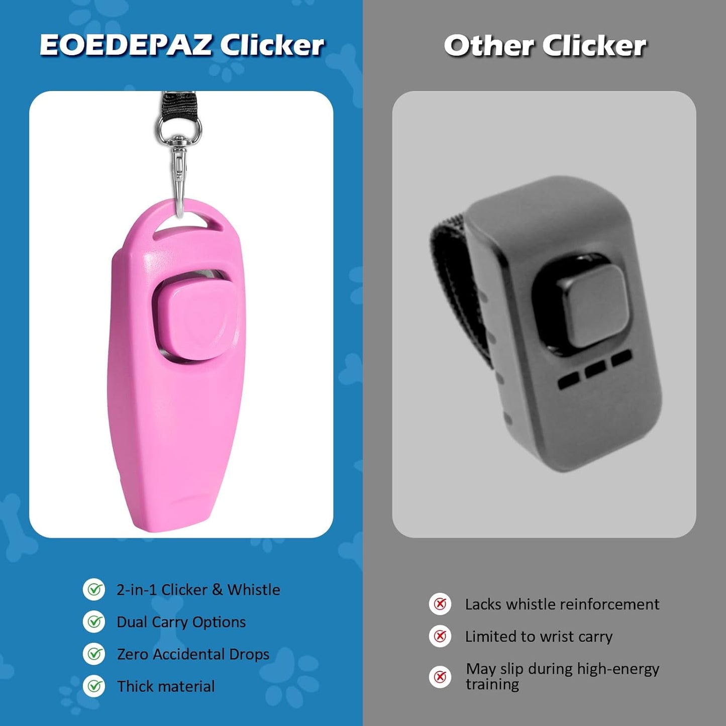 2-in-1 Dog Training Clicker Whistle for Training and Recall, Training Accessories for Puppy, Cats, Horses & Small Animals - 2 Pack with Lanyard, Reward Your Pets Efficiently(Pink + Orange)