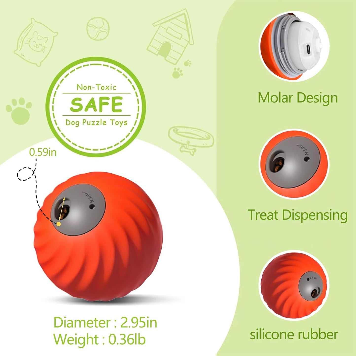 Interactive Cat Ball Toys- 2025 New Bouncing Slow Feeder, Durable Motion Activated Rolling Ball Toys for Dogs Cat to Keep Them Engaged Busy