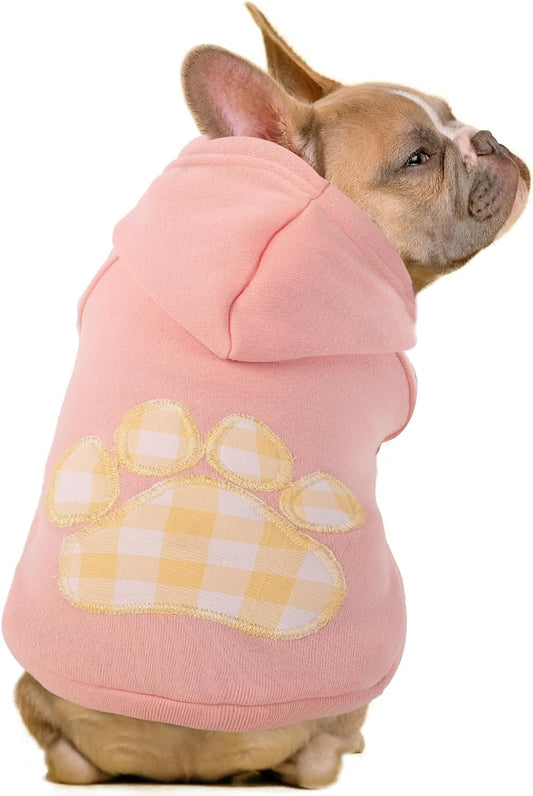 SAWMONG Dog Hoodie,Flannel Pet Hooded Sweater with Hat Puppy Pullover Sweater Shirt,Dog (Pink,S)