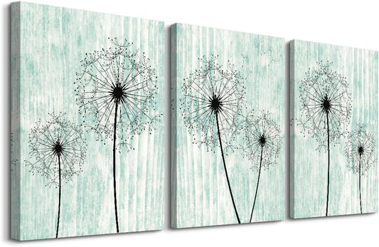 Light Green Background Dandelion Canvas Wall Art Paintings For Living Room Large Size Wall Artworks Bedroom Decoration 3 Piece Framed Office Wall Decor Canvas Print Posters Kitchen Home Decoration