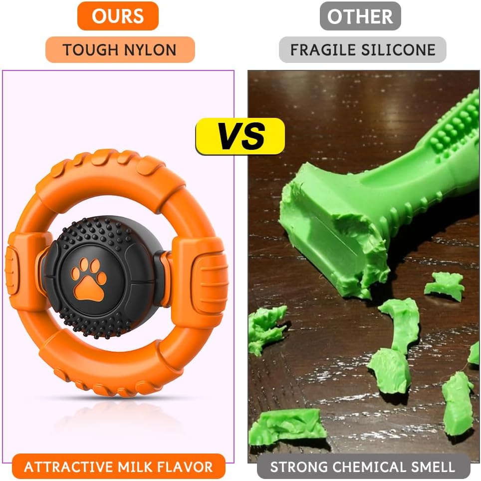 Dog Toys for Aggressive Chewers Large Medium Small Breed Indestructible Durable Tough Squeaky Dog Chew Toys to Keep Them Busy Nylon Rubber Interactive Dog Toys