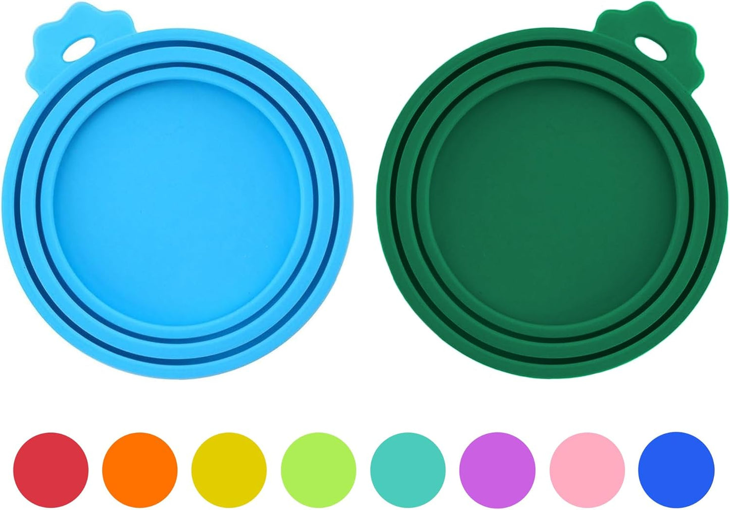2 Pack Pet Food Cans Lids, Silicone Food Can Covers for Dog and Cat, BPA Free/Food Safe/Universal, One Fit Most Standard Size Food Can Top Blue/Dark Green, CWGTG01