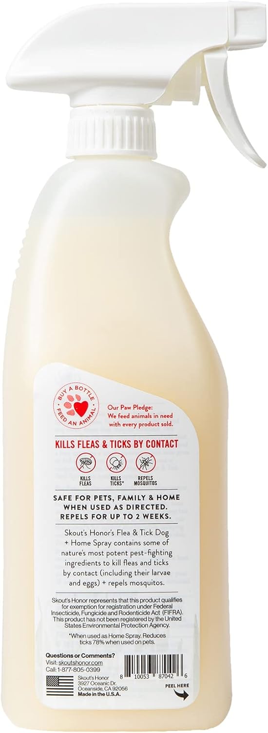 Skout's Honor Flea and Tick Dog & Home Spray - Natural Peppermint & Cedarwood Formula, Helps to Protect from Fleas, Ticks, and Mosquitos, 28 oz