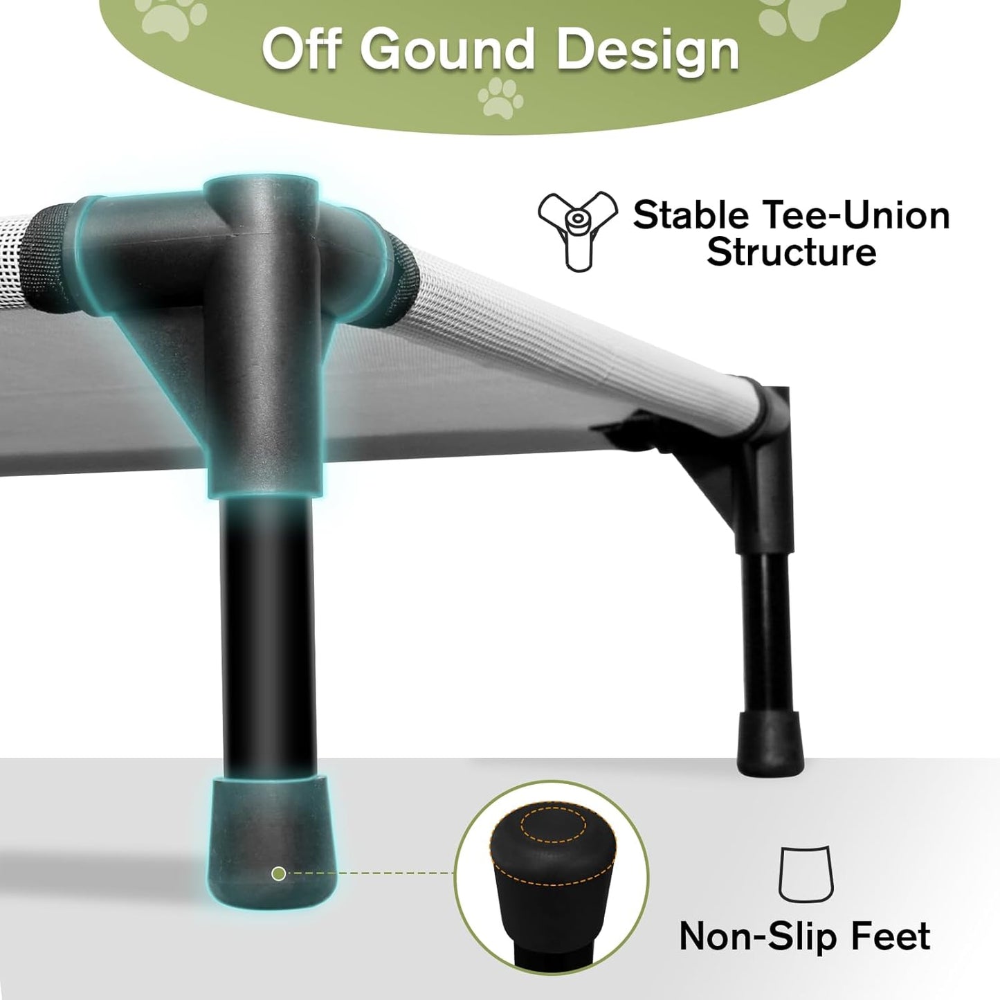 Small Elevated Dog Bed 22 Inch - Puppy Cooling Cot with Removable Washable Breathable Mesh, Raised Dog Cots Beds for Indoor and Outdoor, Grey