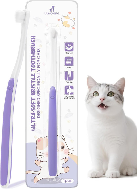 Cat Toothbrush for Kitten Teeth Cleaning – Soft Bristle Cat Dental Brush Set with Compact Head – Gentle Oral Care Tool for Daily Brushing Routine, Loved by Vets and Fur Babies