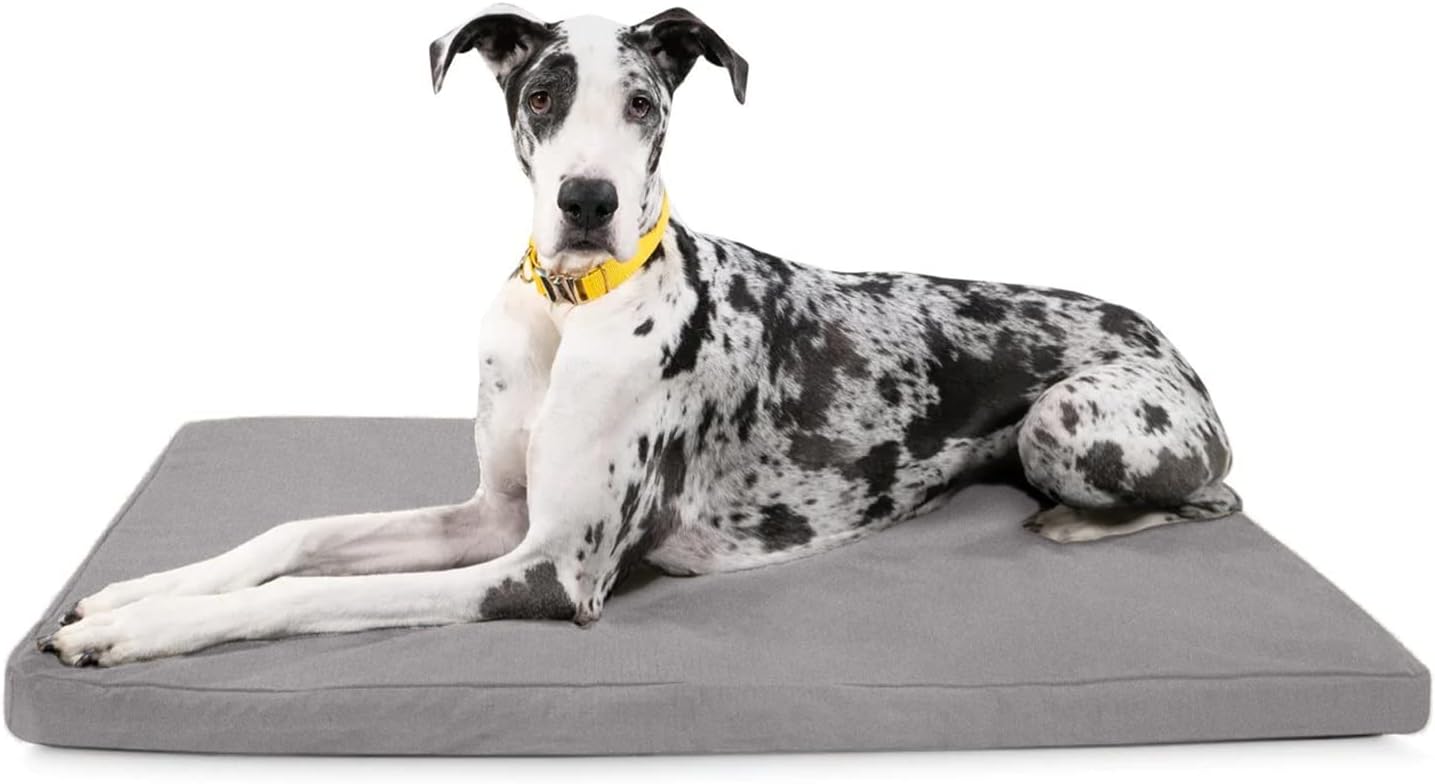 K9 Ballistics Tough Ripstop Orthopedic Dog Crate Bed - Durable Pad with Washable Cover, for Wire Crates, Tie-Downs Included, Size: XX-Large 53"x36", Light Gray Velvet