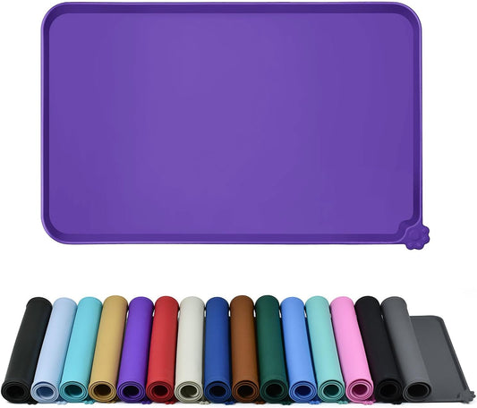 Waterproof Pet Feeding Mat with High Raised Edges, Heavier and Thicker Placemats for Cat Dog Water Bowl with BPA Free, Dogs Cats Food Mats for Messy Drinkers to Prevent Spill and Protect Floors