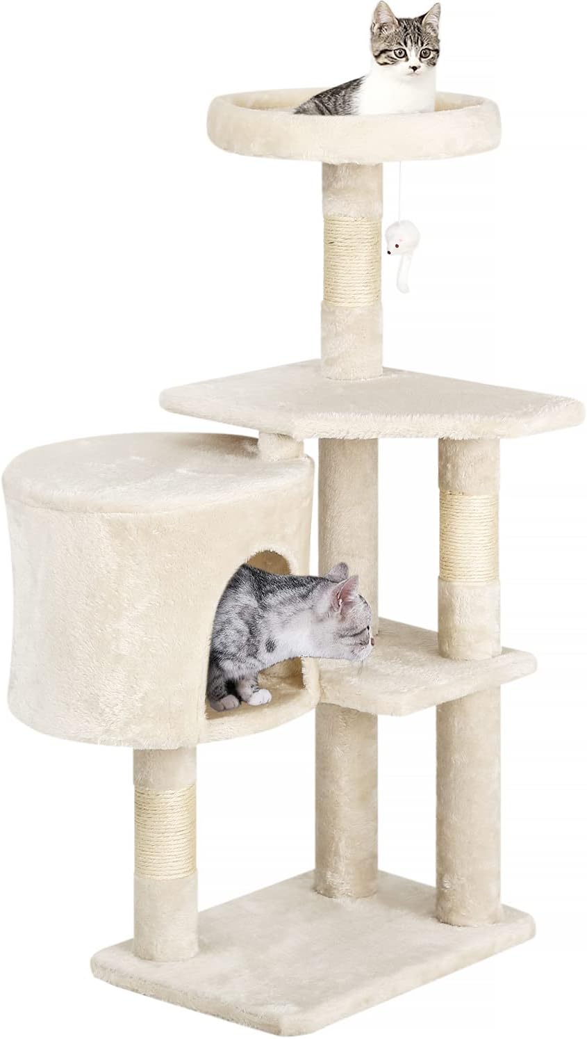 BestPet Cat Tree 36 inch Tall Scratching Toy Activity Centre Cat Tower Cat Condo Multi-Level Furniture Scratching Posts for Indoor Cats,Beige
