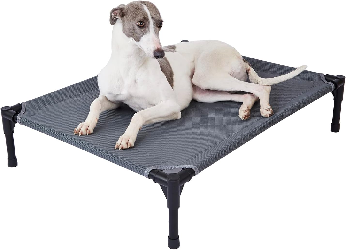 pettycare Elevated Outdoor Dog Bed - Dog Cots for Medium Pet, Heavy Duty Raised Cot Waterproof, Cooling Pets Bed with Washable Durable Teslin Mesh and Non Slip Feet, 32 Inches, Grey
