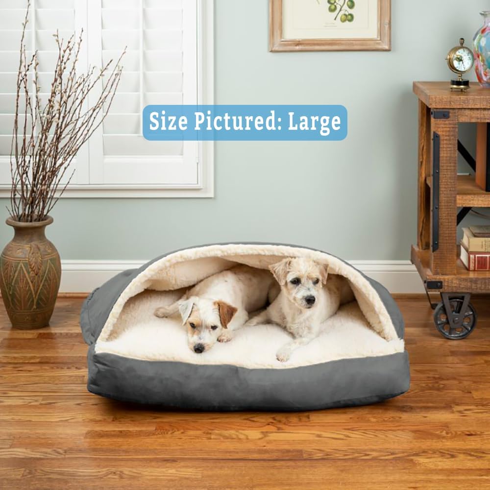 Snoozer Pet Products Luxury Rectangle Cozy Cave Dog Bed with Microsuede, Extra Large, Anthracite