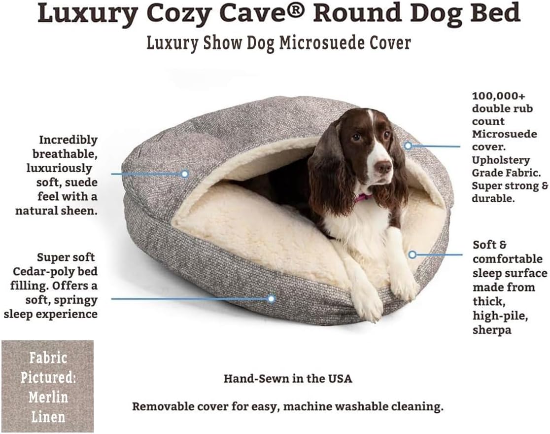 Snoozer Luxury Microsuede Cozy Cave Pet Bed, Show Dog Collection, Large, Palmer Dove