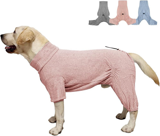 Dog Pyjamas PJS Sweater Clothing and Loungewear Suitable for Medium to Large Breeds of Dogs, Neutering Suits, Extra-Large Stretch Fabric, Four-Legged Dogs Clothes Pyjamas (Sweater Pink, 4XL)