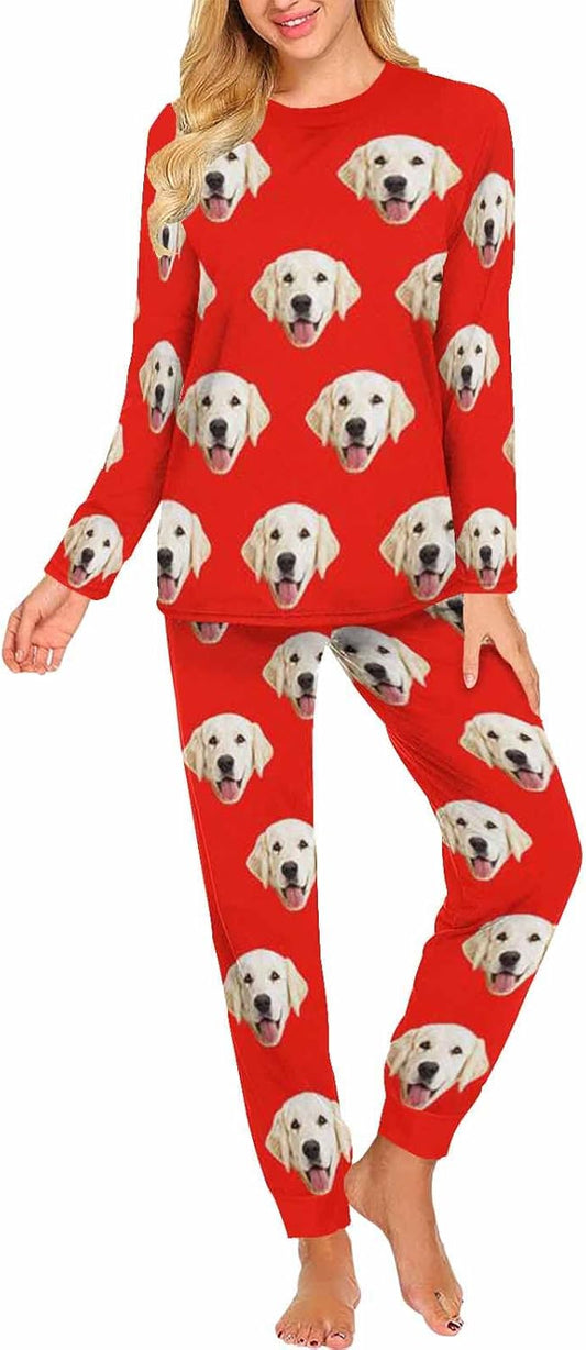 MyPupSocks Custom Face Pajamas Sets for Women, Personalized Photo Sleepwear XS-XXL