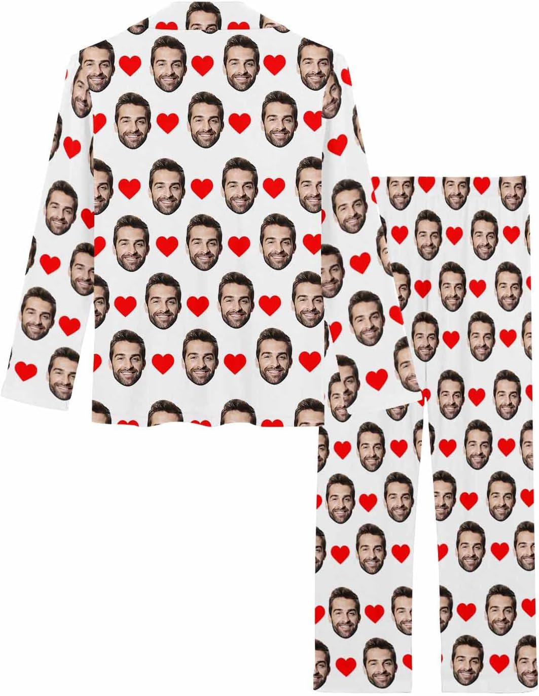 MyPupSocks Custom Face Pajamas for Women Set, Personalized Photo Long Sleepwear XS-XXL