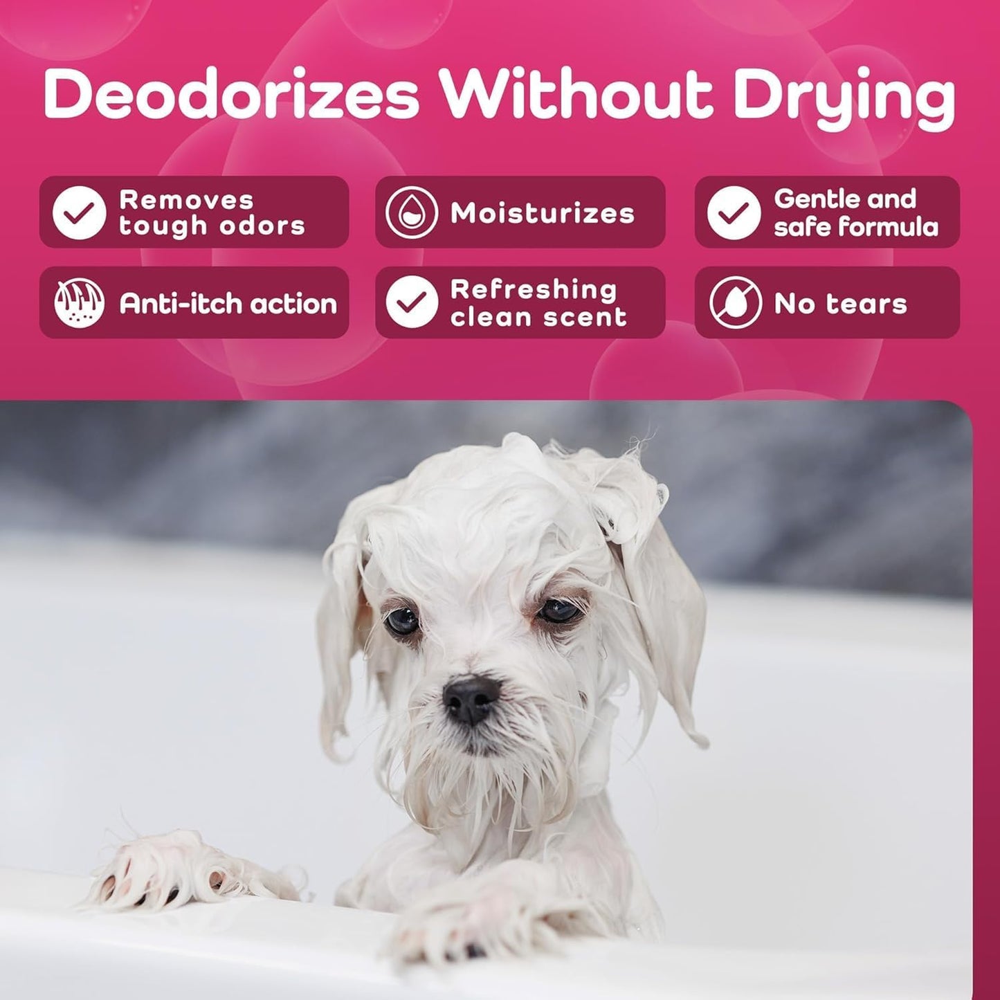 Chamomile Calm & Clean Dog Shampoo for White Coats - Deodorizing Dog Shampoo with Aloe, Argan Oil, Chamomile, Grape Extract - Great for Maltese, Gentle, Hypoallergenic. Soft & Silky Glow.