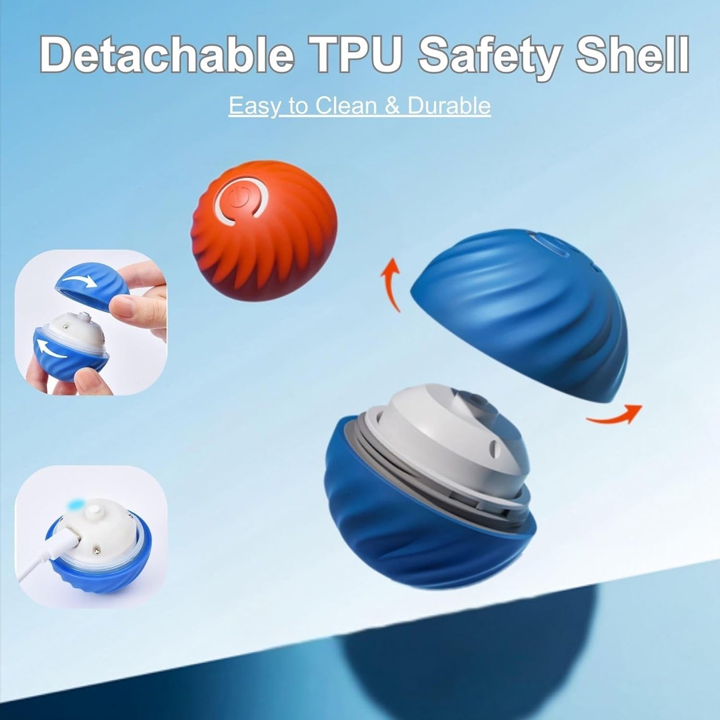 Zoomie Buddy 2.0, Zoomie Buddy for Dogs, 2 in 1 Smart Touch Interactive Dog Balls ＆ Pet Feeder, 2.83" Diameter, Suitable for Small/Medium Dogs, with Fruit Plush Cover (Blue, Tomato)