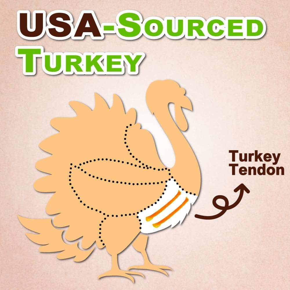 AFreschi Turkey Tendons for Dogs, USA-Sourced, Healthy Dog Treats, Rawhide-Free Puppy Chews, Long Lasting, All Natural, Hypoallergenic Dog Treats for Large Breeds, 1 Count Pack Ring (L)