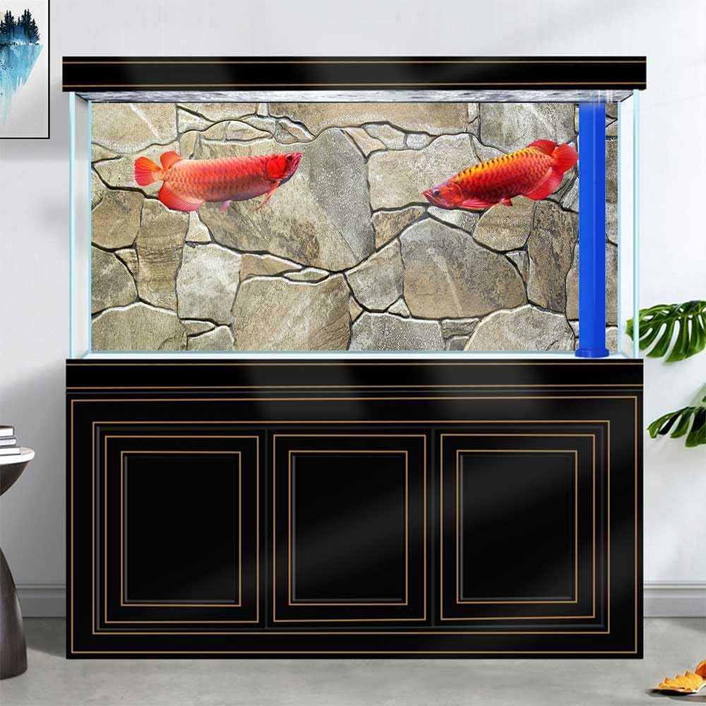 60X24IN Marble Aquarium Background, Art Marble Aquarium Background, Natural Marble Glass Terrarium Background with 8 EVA Double-Sided Tape