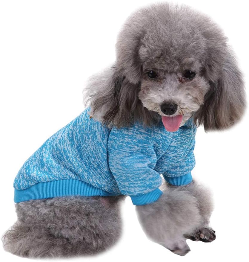 Jecikelon Dog Clothes Dogs Sweater Soft Puppies Clothing Winter Puppy Sweaters Warm Outfit for Dogs Small XXS XS Cat Apparel (Light Blue, M)