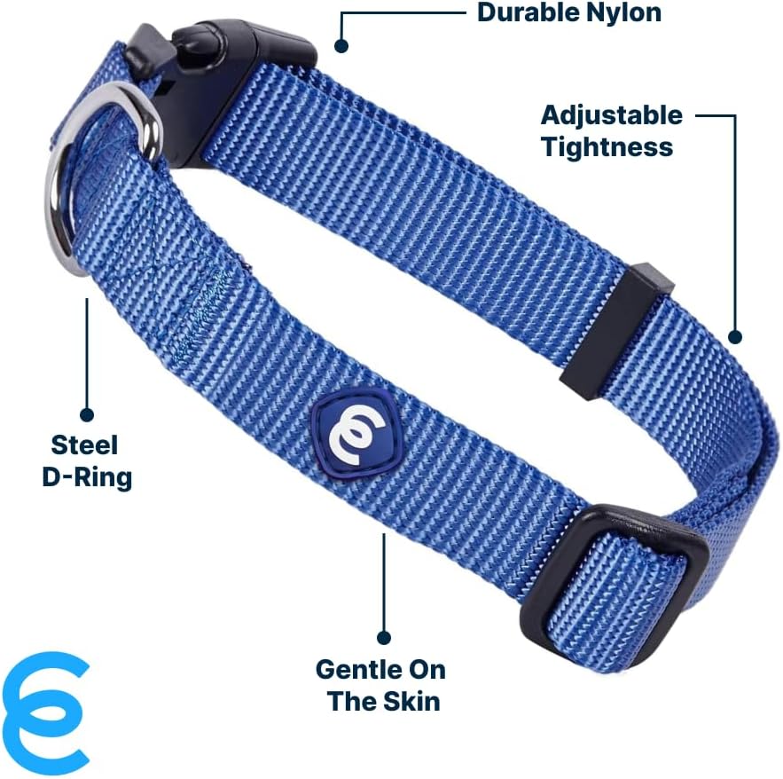 Blueberry Pet Essentials Matching Large Dog Collar | Adjustable Classic Solid Color Nylon Dog Collars for Large Dogs | Marinara Blue Dog Collar for Large Dogs