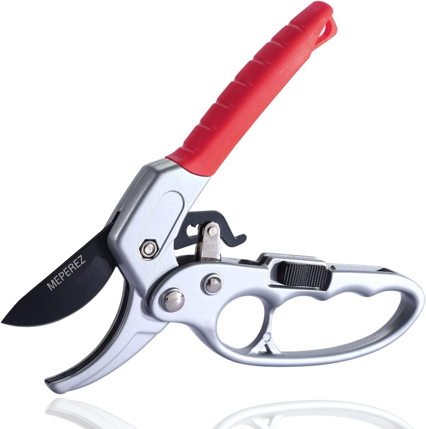 Ultra Sharp Germany Steel Pruning Shears - Cuts 3X Easier, Weak Hand Arthritis Snips, Rust-Resistant, Effortlessly 1-Inch Cut Capacity Garden Scissors, Ergonomic Handle (Red)