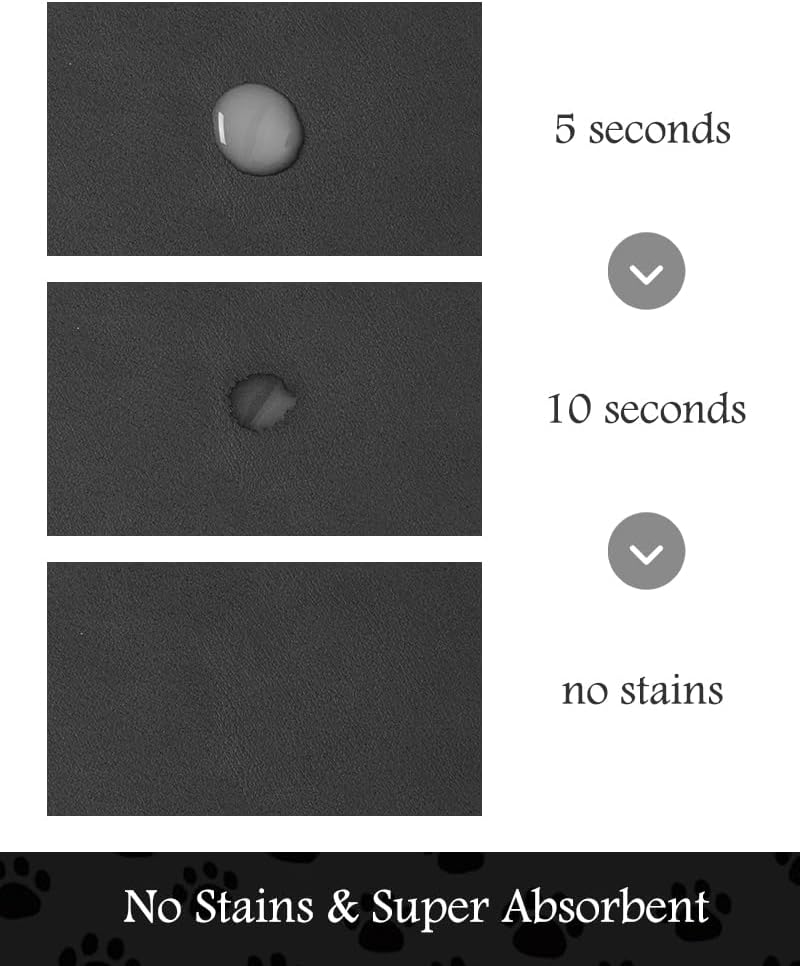 Pet Feeding Mat-Absorbent Dog Mat for Food and Water Bowl-No Stains Quick Dry Water Dispenser Mat-Dog Accessories Pet Supplies-Bowl for Messy Drinkers（Black,17"x34"