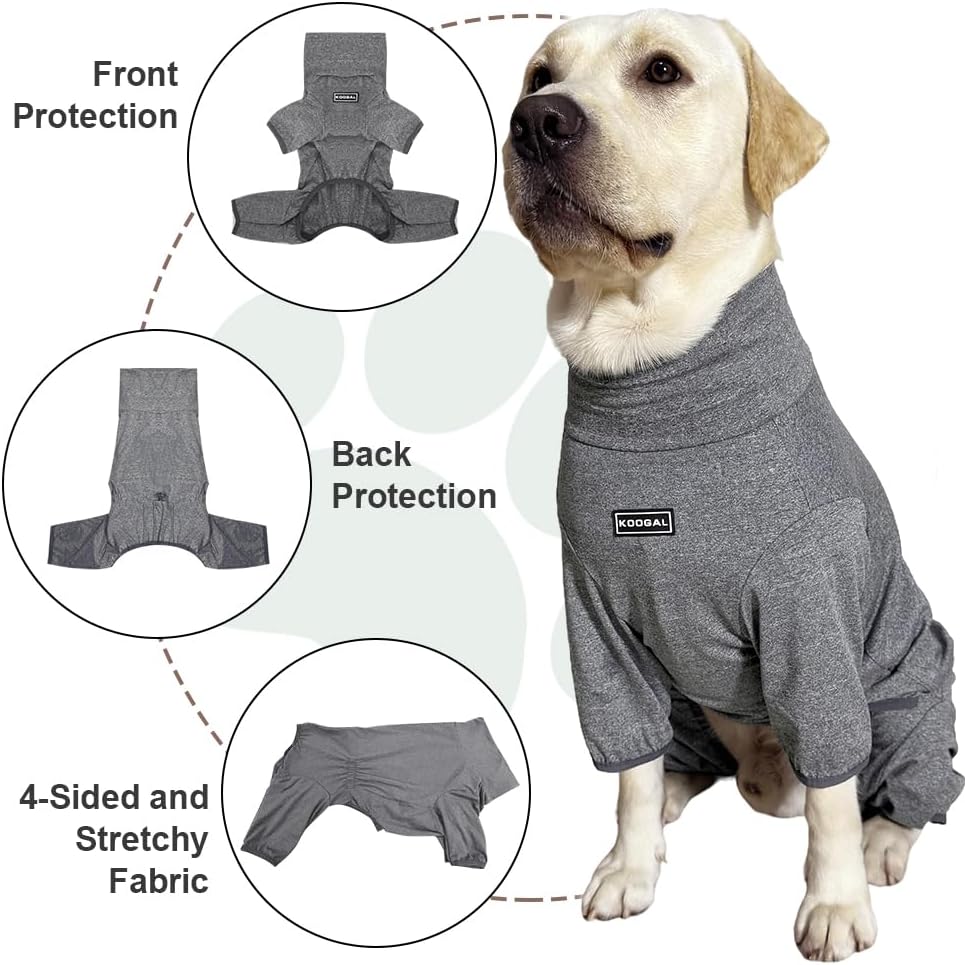 Dog Pyjamas PJS Sweater Clothes and Home Clothing Suitable for Large to Giant Breeds of Dogs, Dog Surgery Recovery Suit, Extra-Large Stretch Fabric, Four-Legged Clothes(Thin Forid Gray, 6XL)