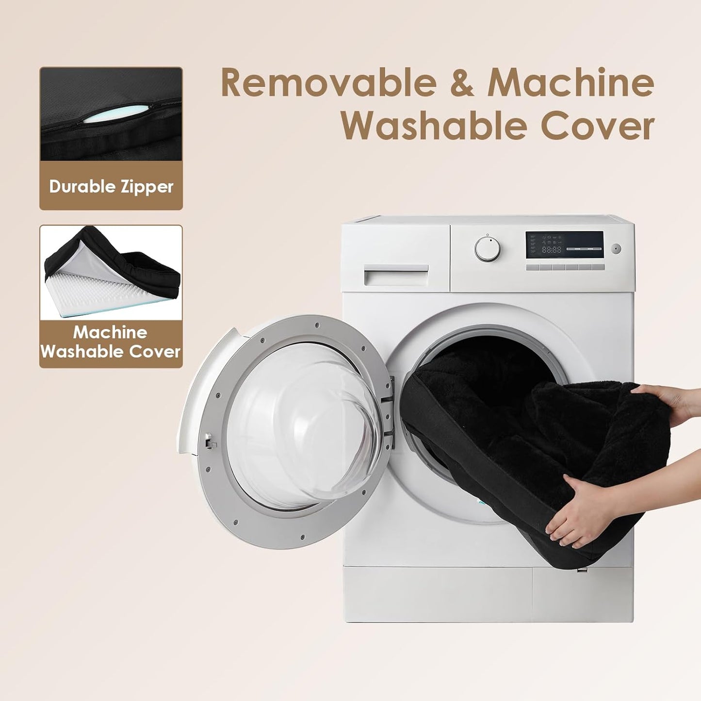 EHEYCIGA Memory Foam Dog Bed for Large Sized, Orthopedic Dog Sofa with Sides and Waterproof Liner, Washable Bolster Pet Couch with Removable Cover, 41x27x7.5 Inch, Black