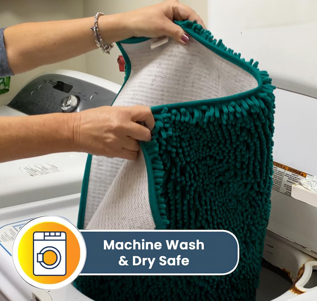 Muddy Mat® Shown on TV – Super Absorbent Door Mat Indoor, Microfiber Quick Dry Chenille Entryway Rug, Non-Slip Front Door Mat, Indoor Mats for Entryway, Machine Washable Pet Rug, Teal 36"x60"