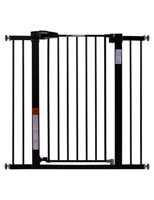 BABELIO 36" Tall Baby Gate, 26-40" Wide Auto Close Pet Gate, Pressure Mounted Metal Dog Gate, Easy-Install No Drilling, No Tools Required, with Wall Protectors and Extension Kits, Black