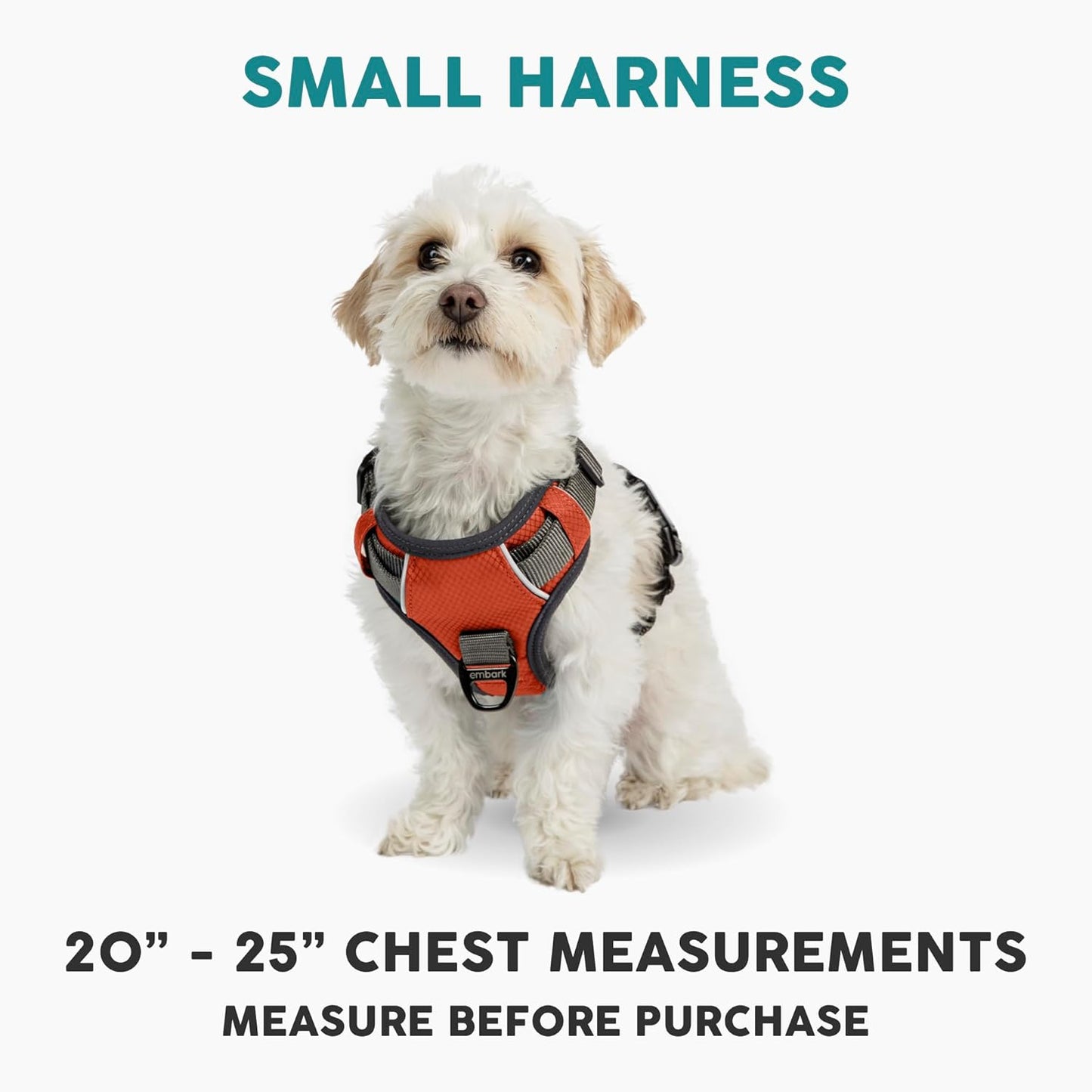 Embark Adventure Dog Harness, Reflective Trim No Pull Dog Harnesses for Small Sized Dogs - Military Grade Nylon, Front Clip with Gel Lined Handle.