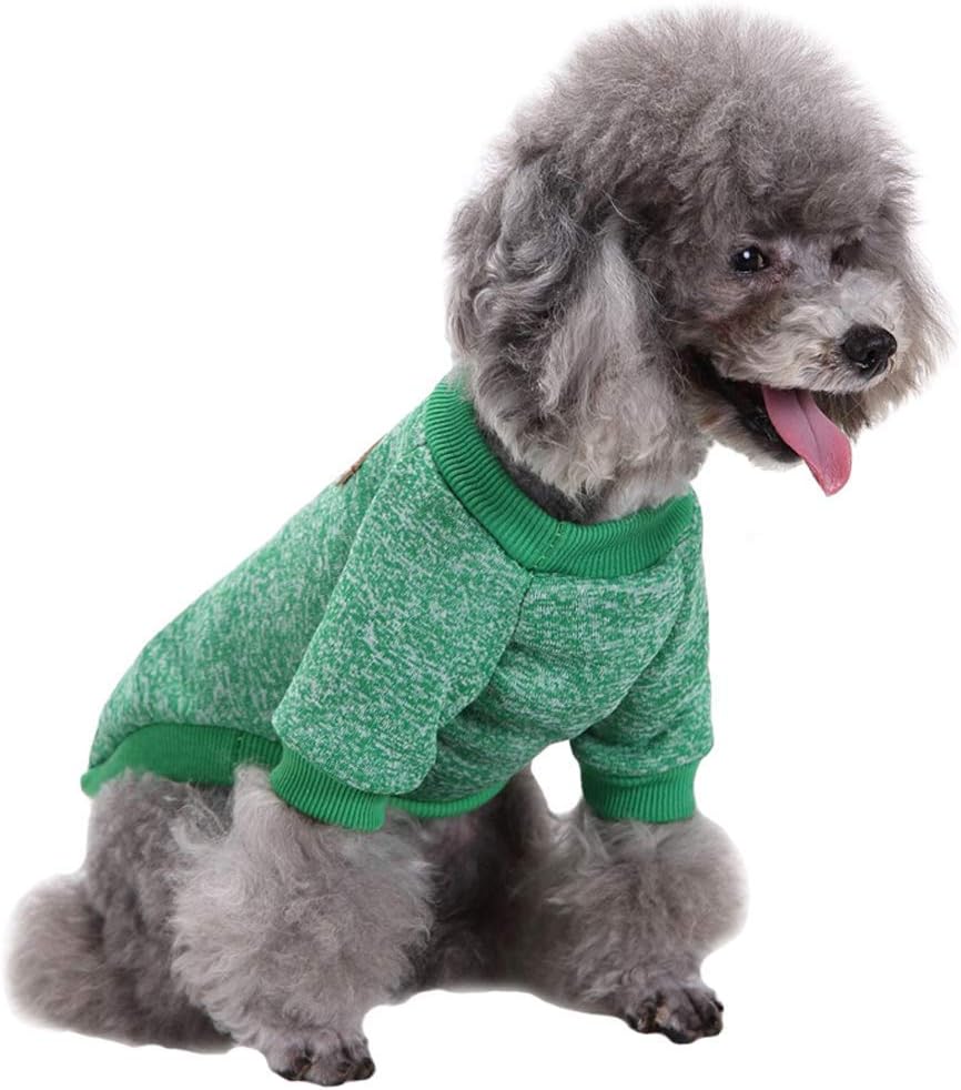 Jecikelon Dog Clothes Dogs Sweater Soft Puppies Clothing Winter Puppy Sweaters Warm Outfit for Dogs Small XXS XS Cat Apparel (Green, S)