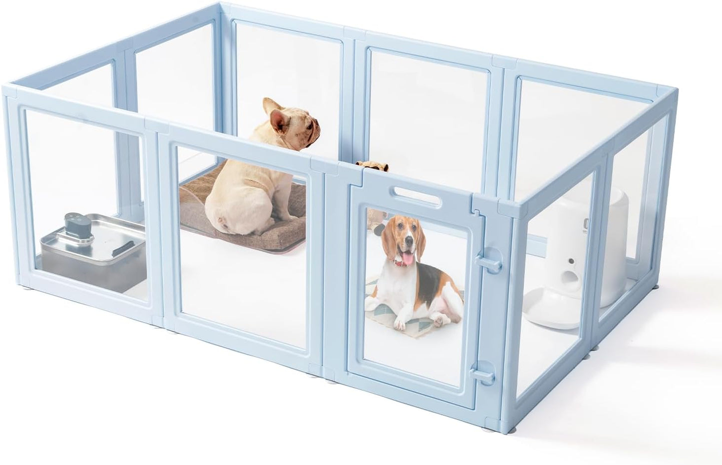 Clear Acrylic Dog Playpen,Transparent DIY Dog Pen,Easy Assembly and Disassembly,Indoor and Outdoor Use,Simple Cleansing Fence (Sky Blue, 60CM, 10 Panel)