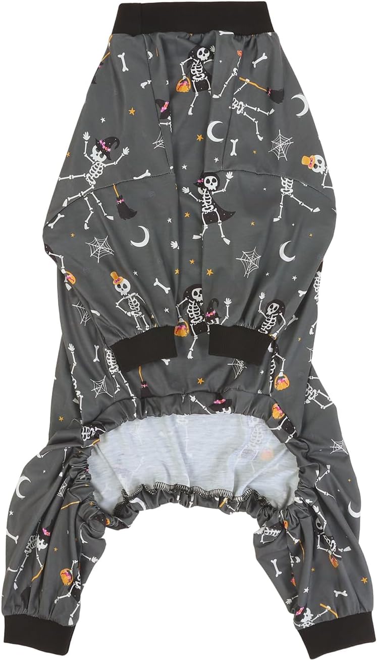 HDE Dog Pajamas One Piece Jumpsuit Lightweight Dog PJs Shirt for M-3XL Dogs Skeleton Bones - 2XL