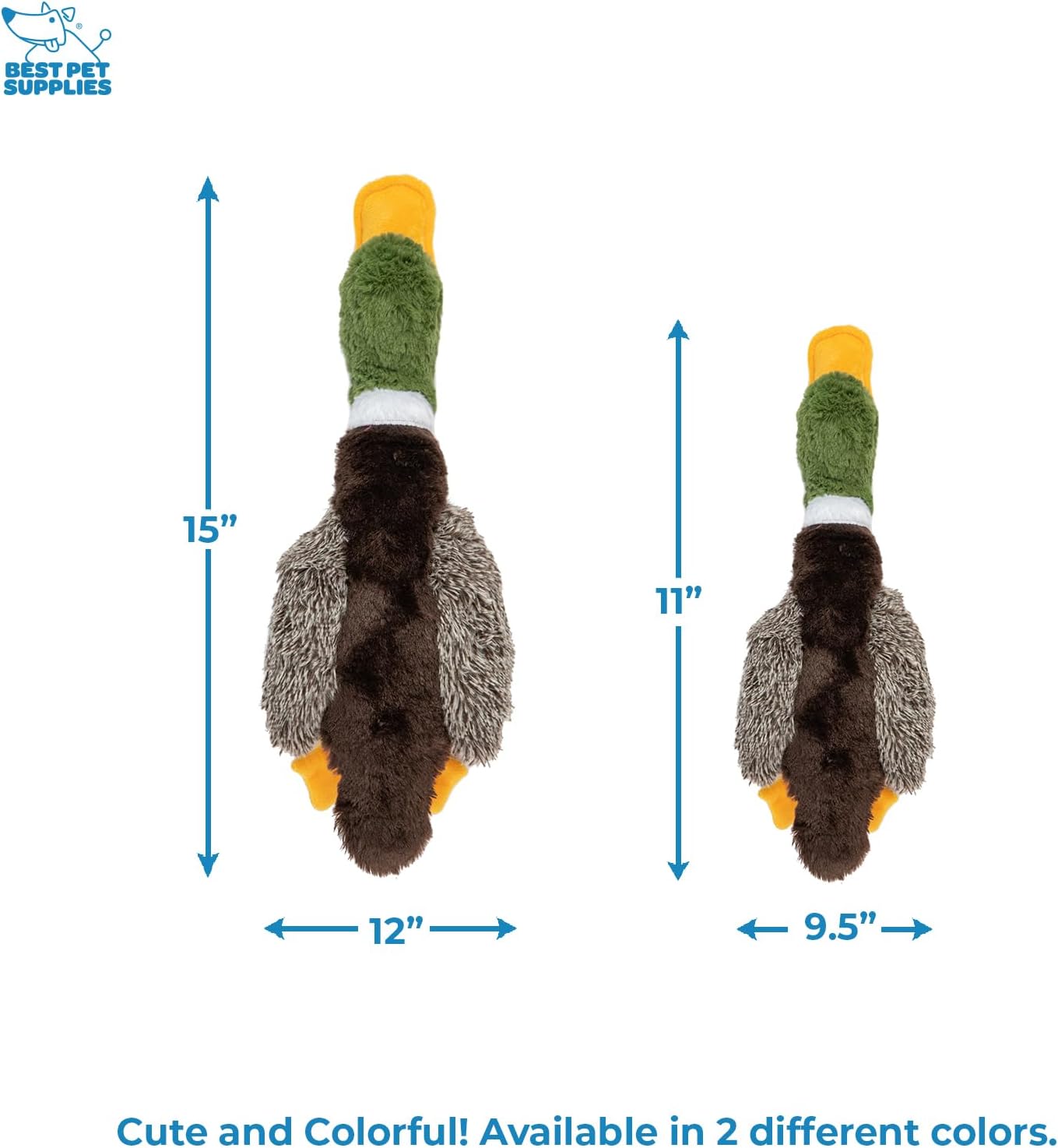 Best Pet Supplies Interactive Squeaky Dog Chew Toy, Ideal Dog Toys for Chewers, Small, Medium & Large Dogs, and Fetch Lovers - Mallard Duck (Gray, Gray, Brown), Small