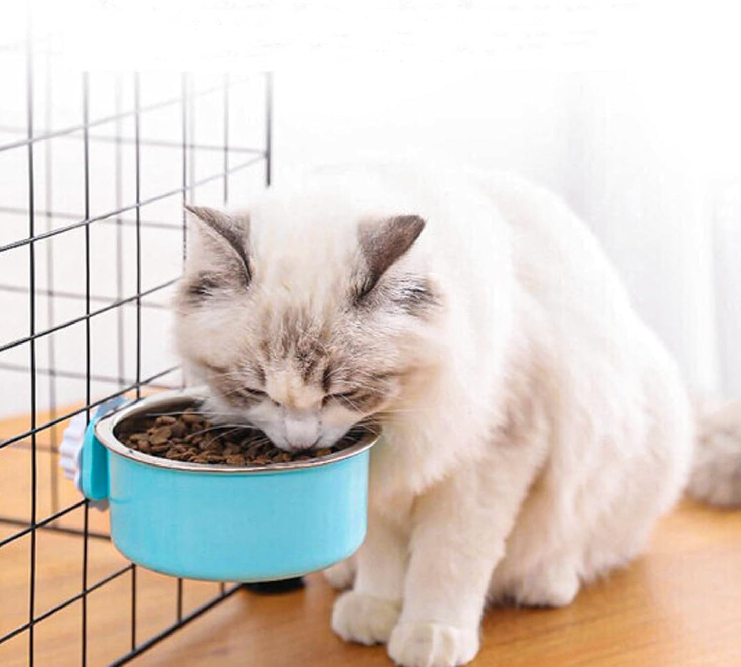 HERCOCCI Dog Crate Bowl, Removable Stainless Steel Pet Kennel Cage Hanging Food Bowls and Water Feeder Coop Cup Prevent Overflow for Puppy, Medium Dog, Cat, Rabbit, Ferret (2PCS)