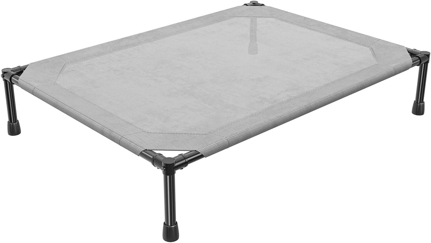 Simple Trending Raised Bed for Large Dog, Waterproof L Pet Cot, Breathable Big Bed Load 300lb, Metal Connector, Grey