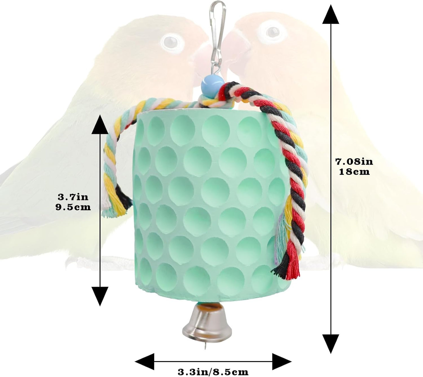 Oooct Extra Large Bird Chewing Toy, Parrot Beak Grinding Calcium Stone with Bells, Bird Cage Accessories, Cage Toys for Cockatiel Parakeet Parrot Budgies Rat Hamster Chinchilla Rabbit Bunny Green
