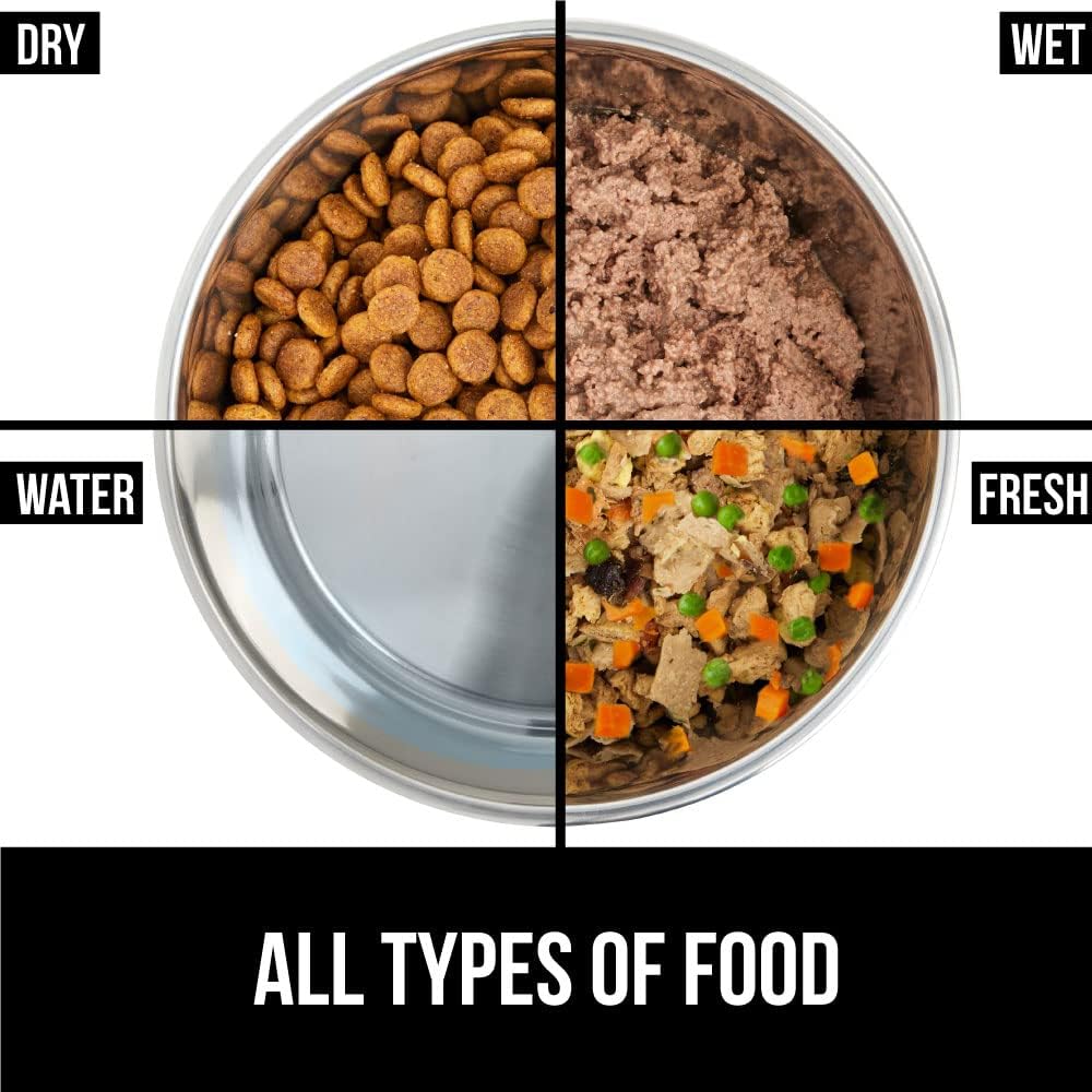 GORILLA GRIP Set of 2 Dog Bowls, Holds 8 Cups (64 fl oz), Heavy Duty Metal Food and Water Bowl for Feeding Dogs and Cats, Dishwasher Safe, Rust Resistant Stainless Steel, BPA Free Rubber Base, Beige