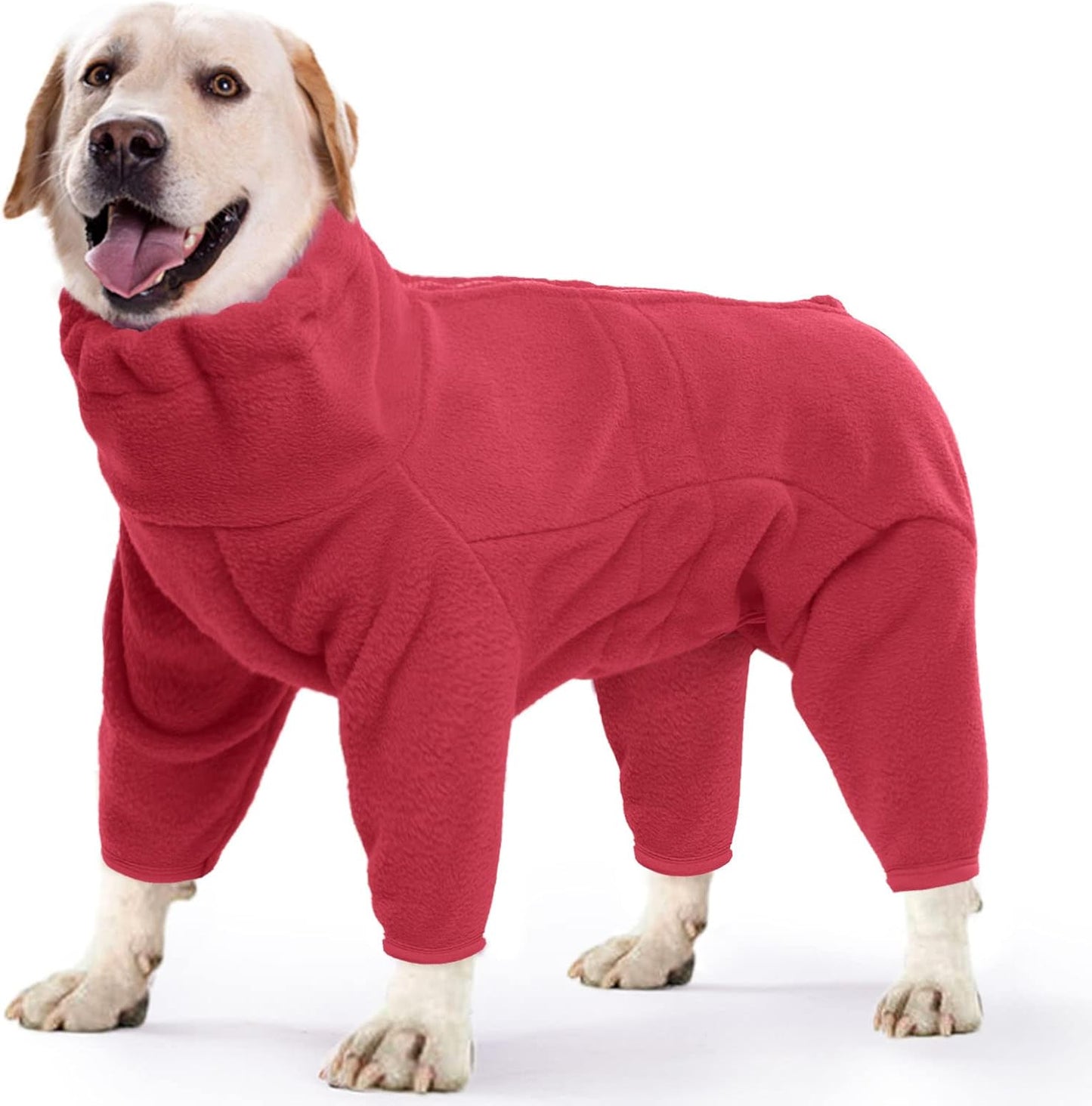 ROZKITCH Dog Pajamas Medium Size Dog, Pet Windproof Warm Cold Weather Jacket Vest Cozy Jumpsuit Apparel Outfit Clothes for Small Medium Large Dog Walking Hiking Sleep Red M