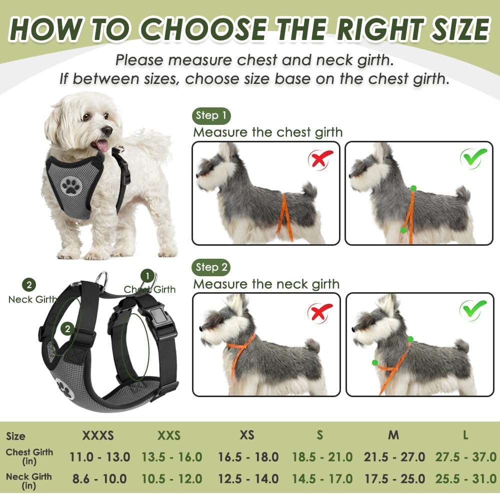 SlowTon Dog Seat Belt Harness for Car, Dog Car Harness Adjustable Mesh Breathable & Dog Seatbelt Safety Tether with Elastic Bungee for Small Medium Large Pets(Grey, Double Clip, L)